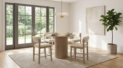 Hamlyn 5-piece Round Wood Counter Height Dining Set Cream and Natural Oak