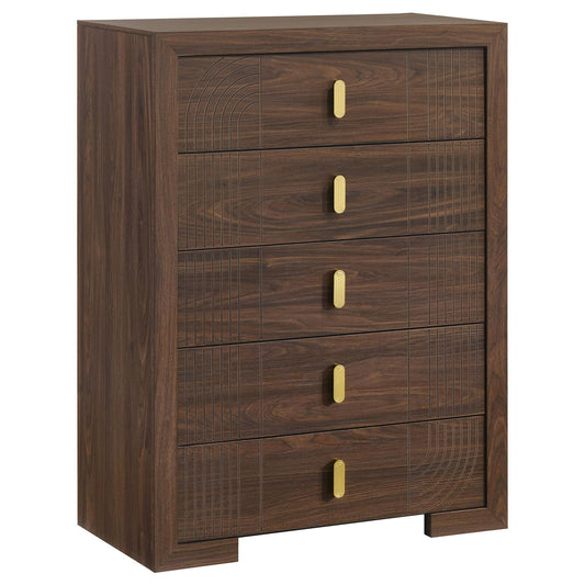 Etienne 5-drawer Bedroom Chest of Drawers Walnut