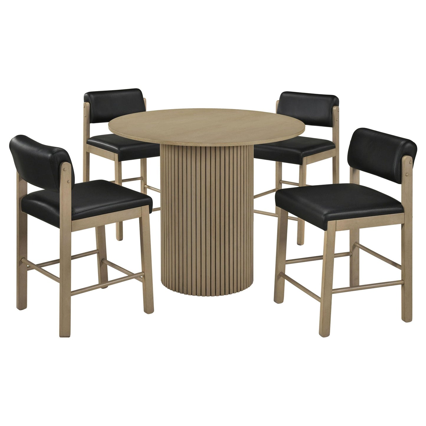 Hamlyn 5-piece Round Wood Counter Height Dining Set Black and Natural Oak