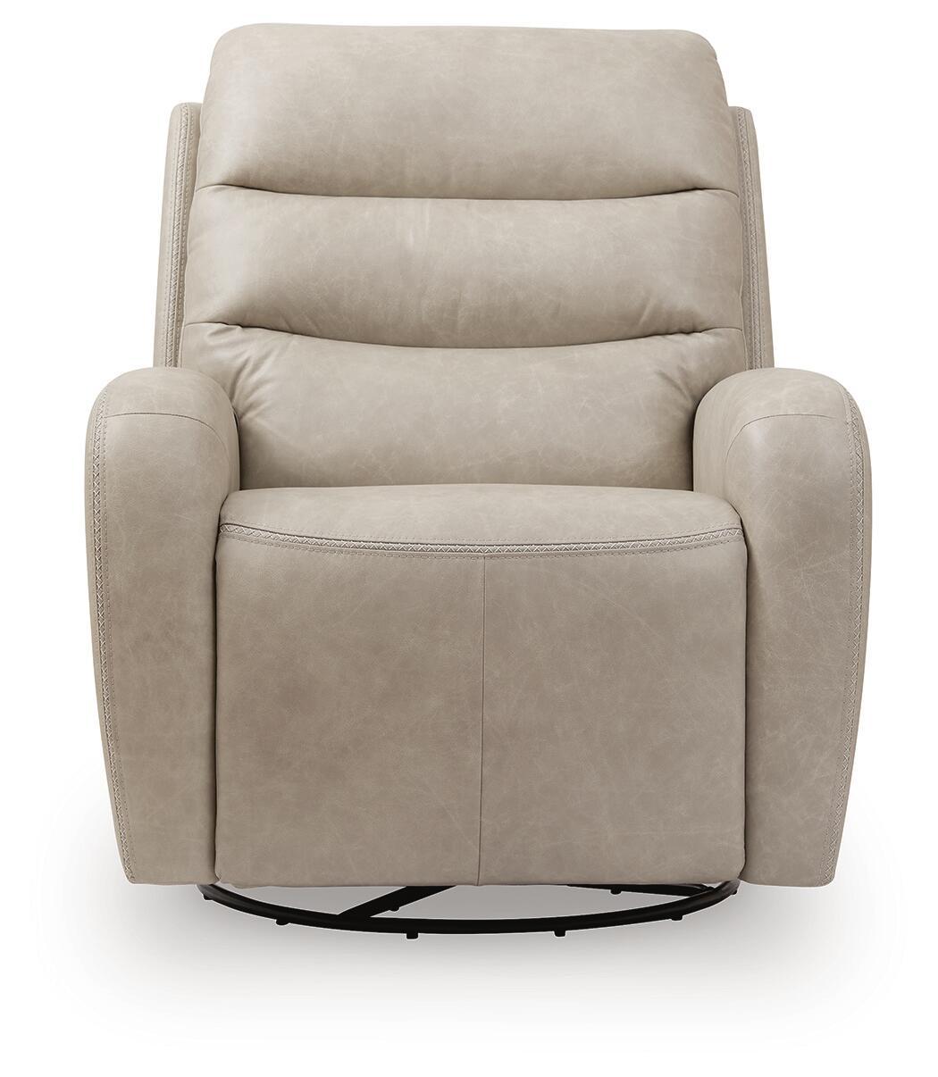 Motion-Max - Swivel Glider Power Recliner - Stonewash