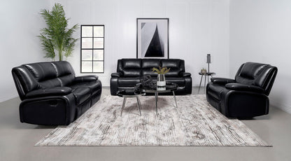 Camila 3-piece Upholstered Reclining Sofa Set Black