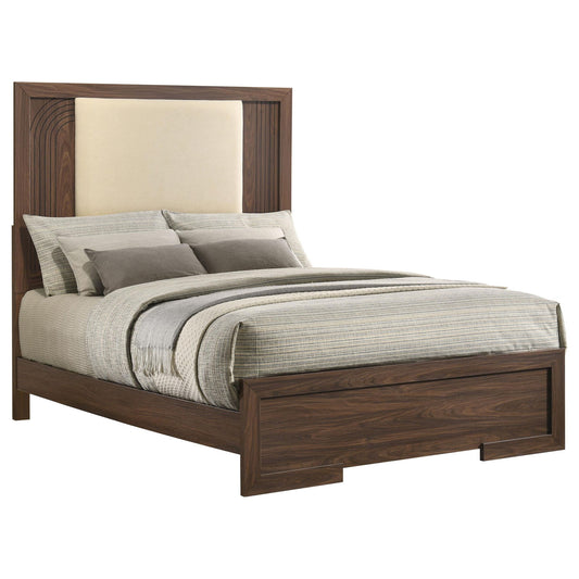 Etienne Full Velvet Upholstered Panel Bed Walnut