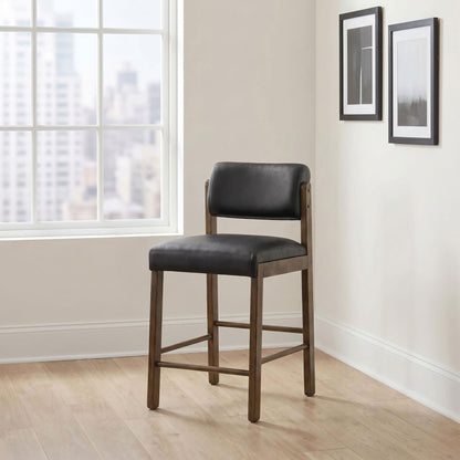 Kehoe Upholstered Counter Height Chair Black and Walnut (Set of 2)