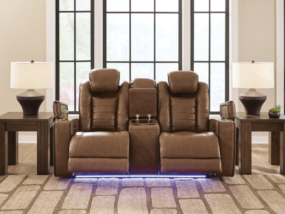 Gruaro - Power Reclining Loveseat With Console / Adjustable Headrest - Amber