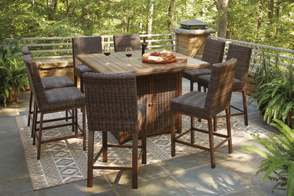 Paradise Trail - Square Bar Table w/Fire Pit - Medium Brown