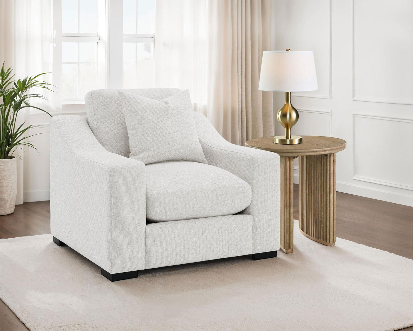 Ashlyn Fabric Upholstered Track Arm Accent Chair Sand