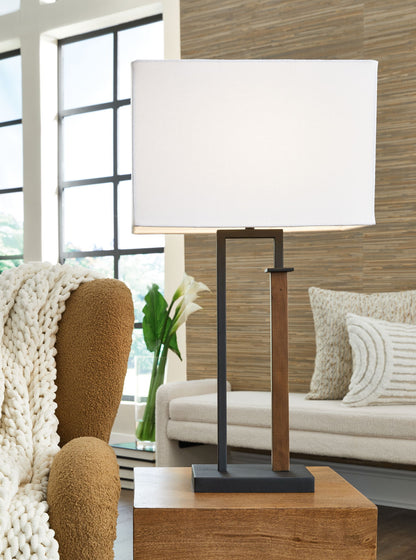 Voslen - Metal Table Lamp (Set of 2) - Black / Brown