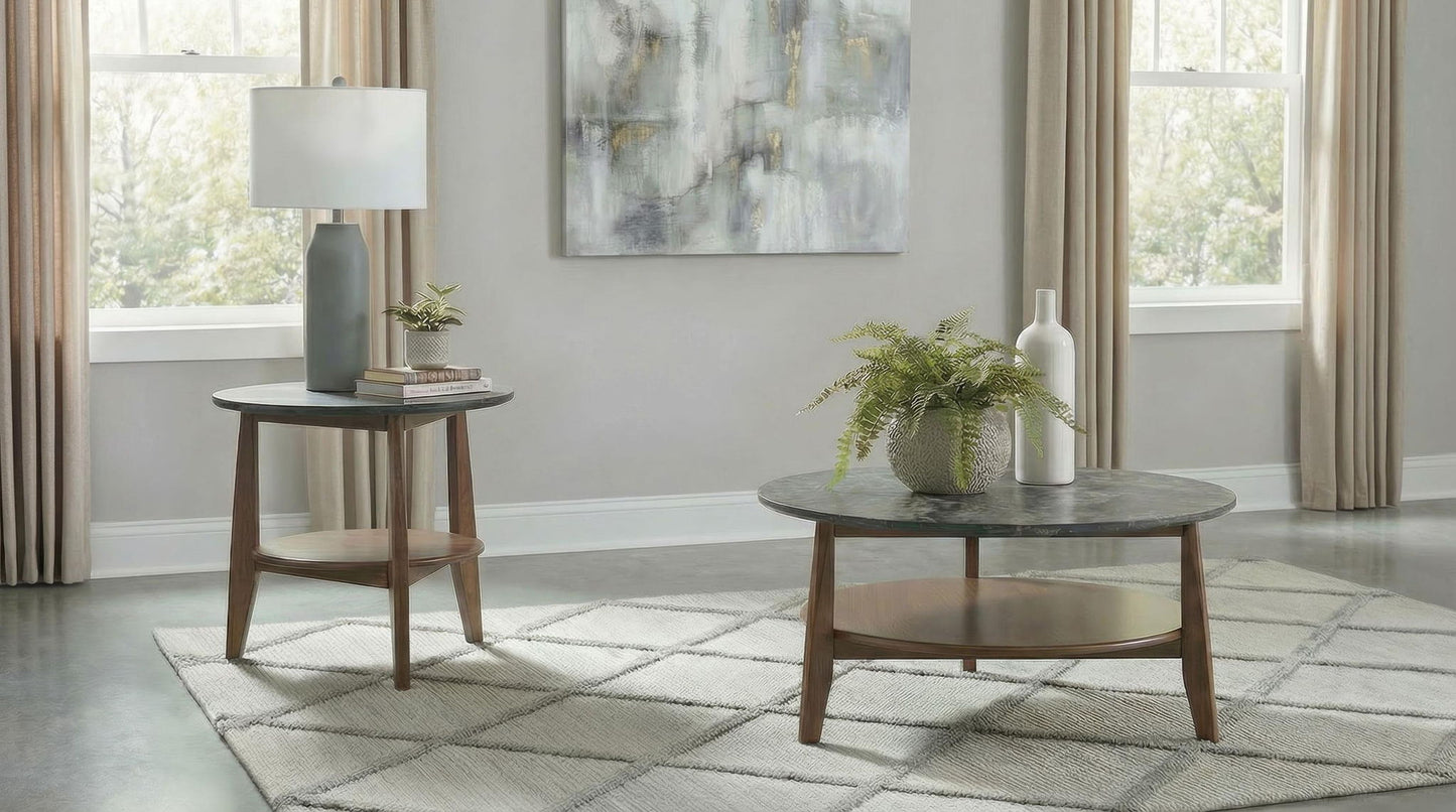Bradley 2-Piece Round SmartTop Coffee Table Set Smokey Grey and Brown