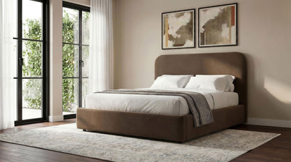 Anders Upholstered Queen Storage Lift Platform Bed Chocolate