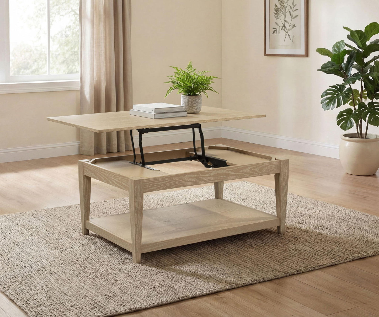 Lindenton Lift-Top Occasional Cocktail Coffee Table Blonde
