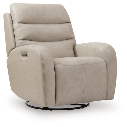 Motion-Max - Swivel Glider Power Recliner - Stonewash