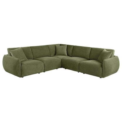 Elysia 5-piece Fabric Upholstered Modular Sectional Sofa Green