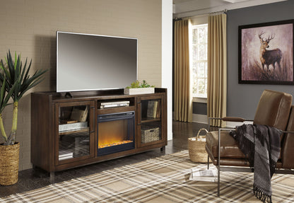 Starmore - 70" TV Stand With Glass/Stone Fireplace Insert - Brown