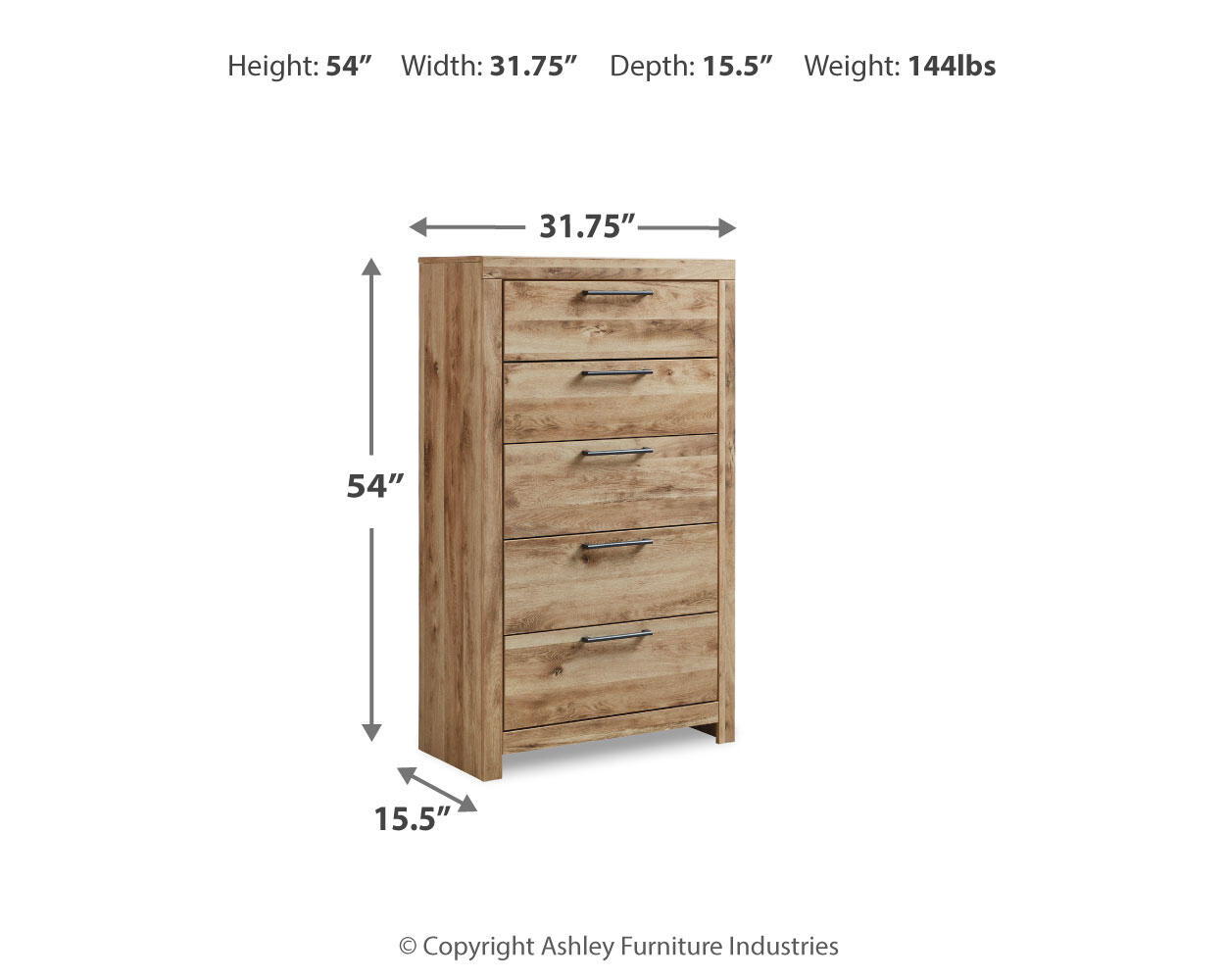 Hyanna - Five Drawer Chest - Tan Brown