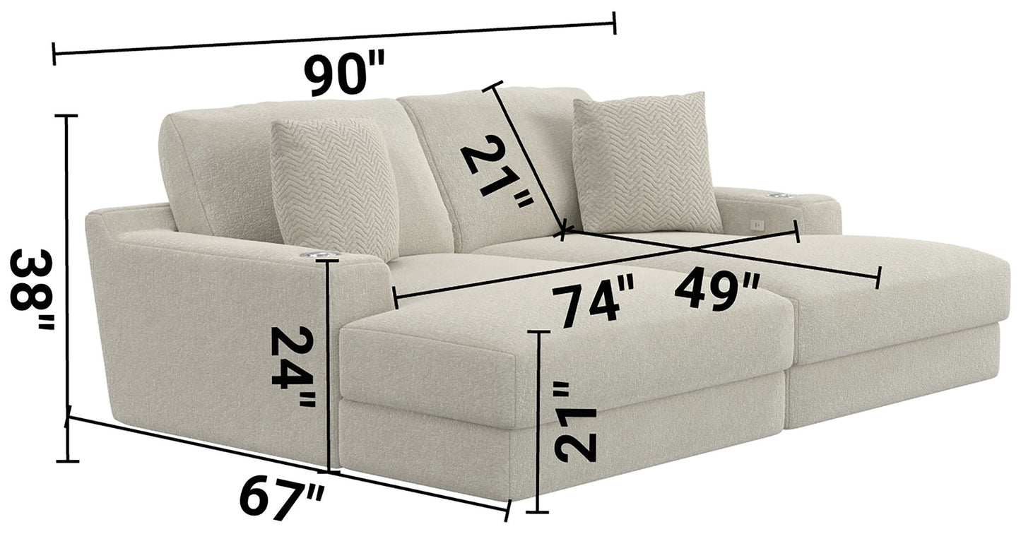 Cozy - 2 Piece Double Wide Chaise With USB Charging Ports