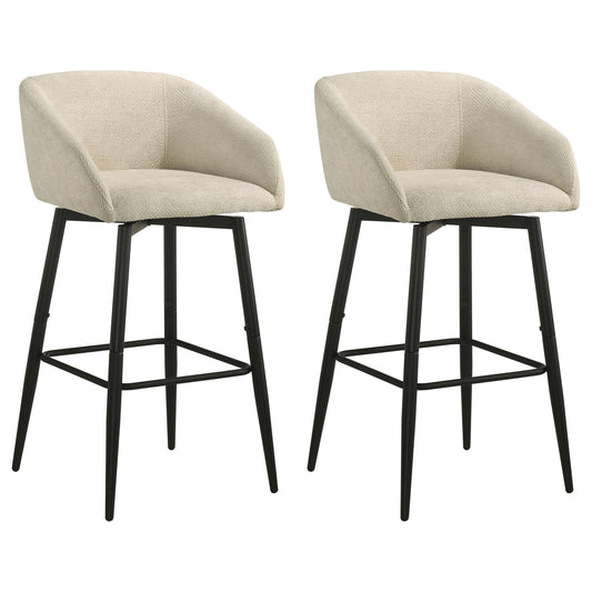 Rainer Fabric Upholstered Swivel Bar Chair Cream (Set of 2)