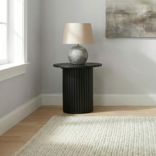 Hamlyn Round Fluted Occasional Side End Table Black