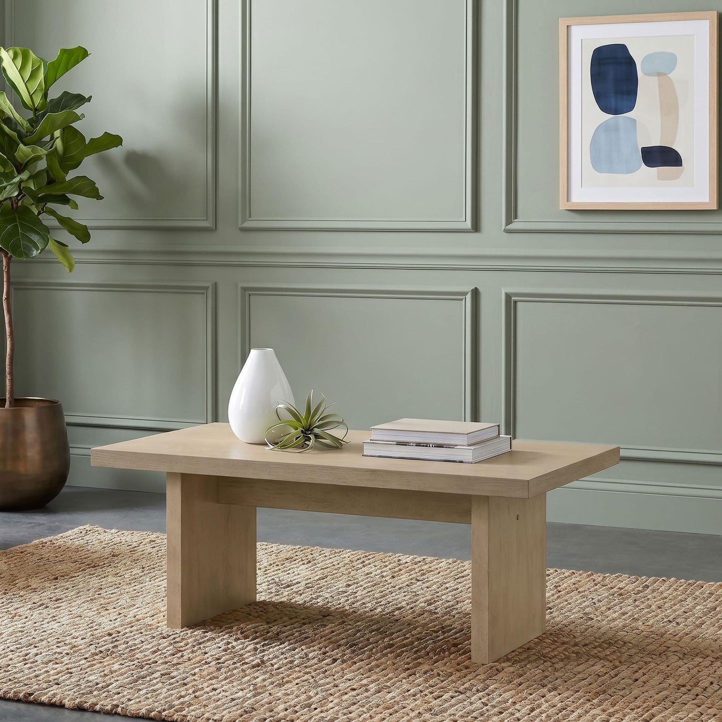 Decker 47-Inch Rectangular Cocktail Coffee Table Natural Oak