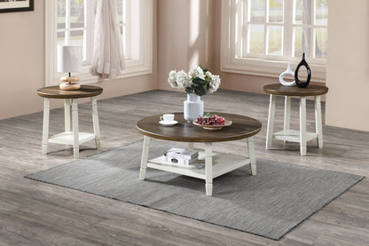 Flaherty - 3 Piece Occasional Set (1 Coffee & 2 End Tables) - Brown / White