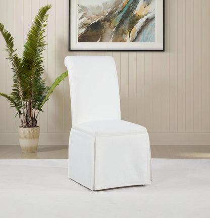 Shawna Upholstered Skirted Side Chair White (Set of 2)