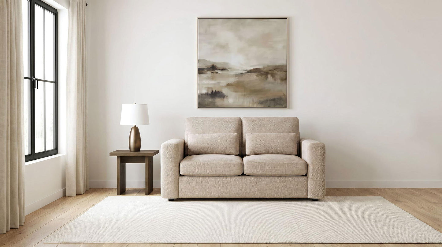 Amador Chenille Upholstered Track Arm Loveseat Camel