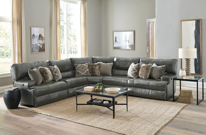 Como - 5 Piece Italian Leather Match Reclining Sectional