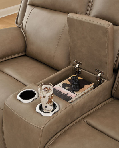 Glencroft - Power Reclining Loveseat With Console / Adjustable Headrest - Sahara