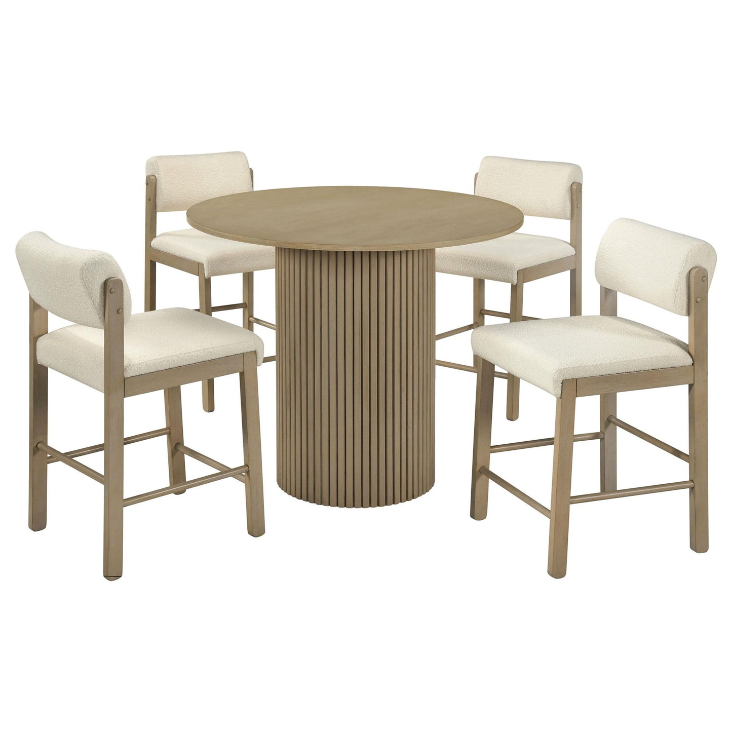 Hamlyn 5-piece Round Wood Counter Height Dining Set Cream and Natural Oak
