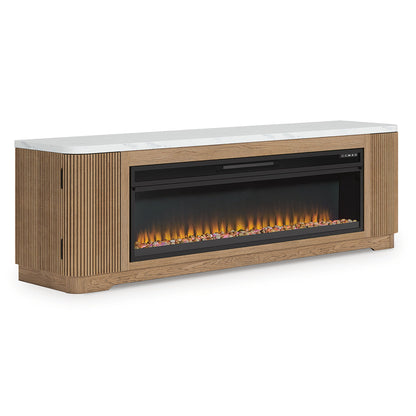Camdill - 80" TV Stand With Electric Fireplace - Light Brown