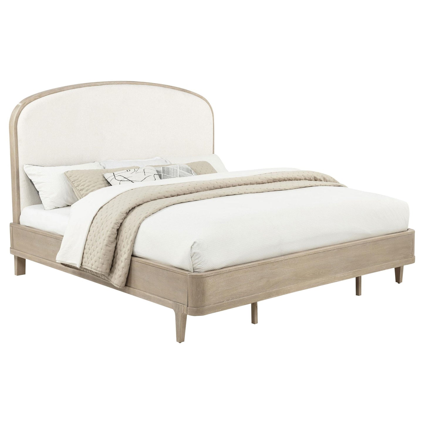Lucaire California King Upholstered Panel Bed Sandstone