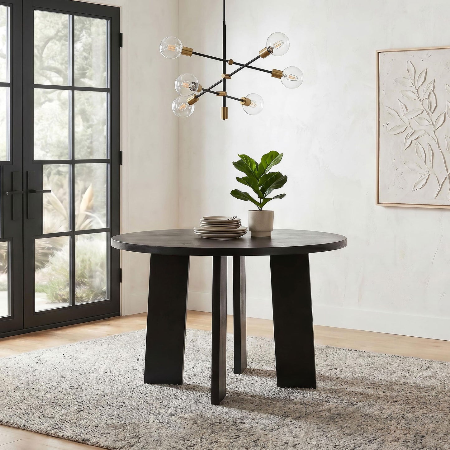 Strouse 47-inch Round Wood Dining Room Table Black