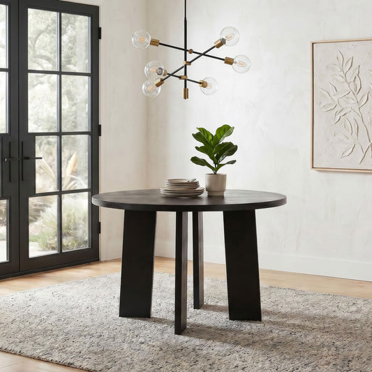 Strouse 47-inch Round Wood Dining Room Table Black