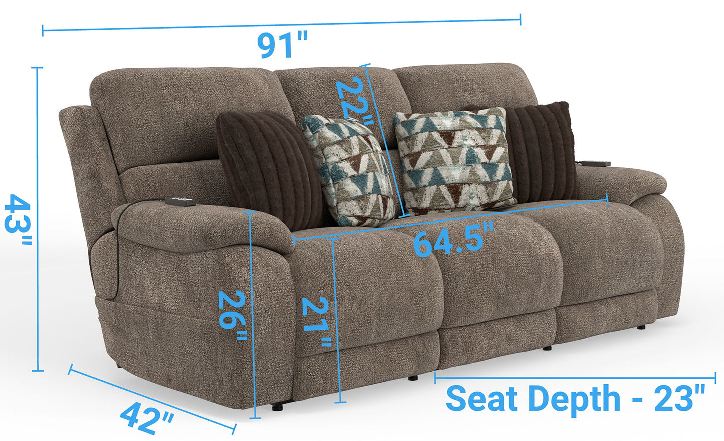 Joya - Power Headrest Power LayFlat Reclining Sofa With CR3 Heat/Massage/Lumbar/ZG