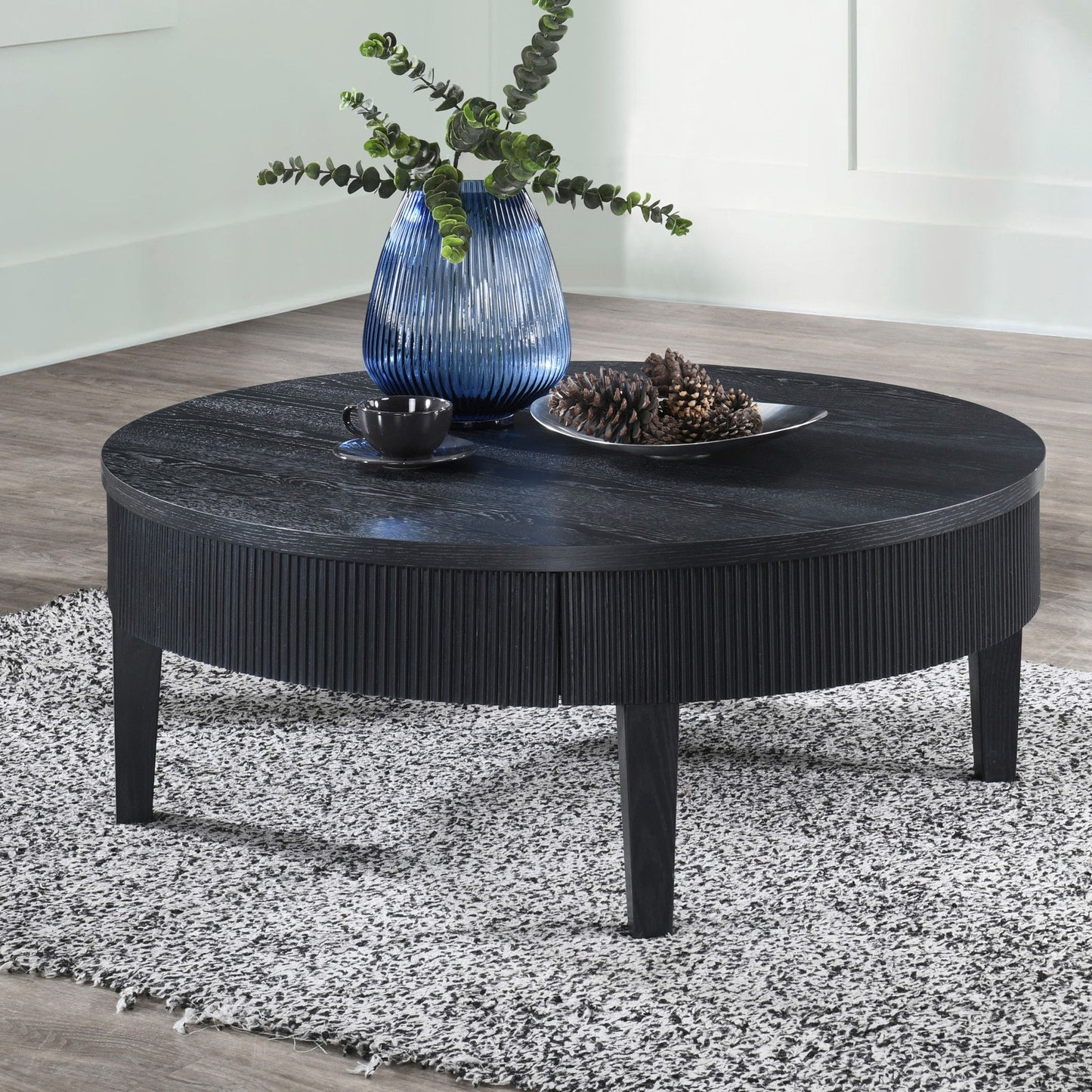 Tate - Round One Drawer Coffee Table - Black