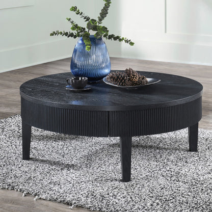 Tate - Round One Drawer Coffee Table - Black