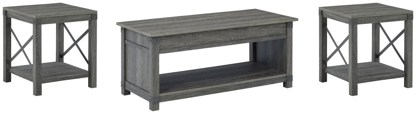 Freedan - 3 Pc. - Coffee Table, 2 End Tables - Grayish Brown