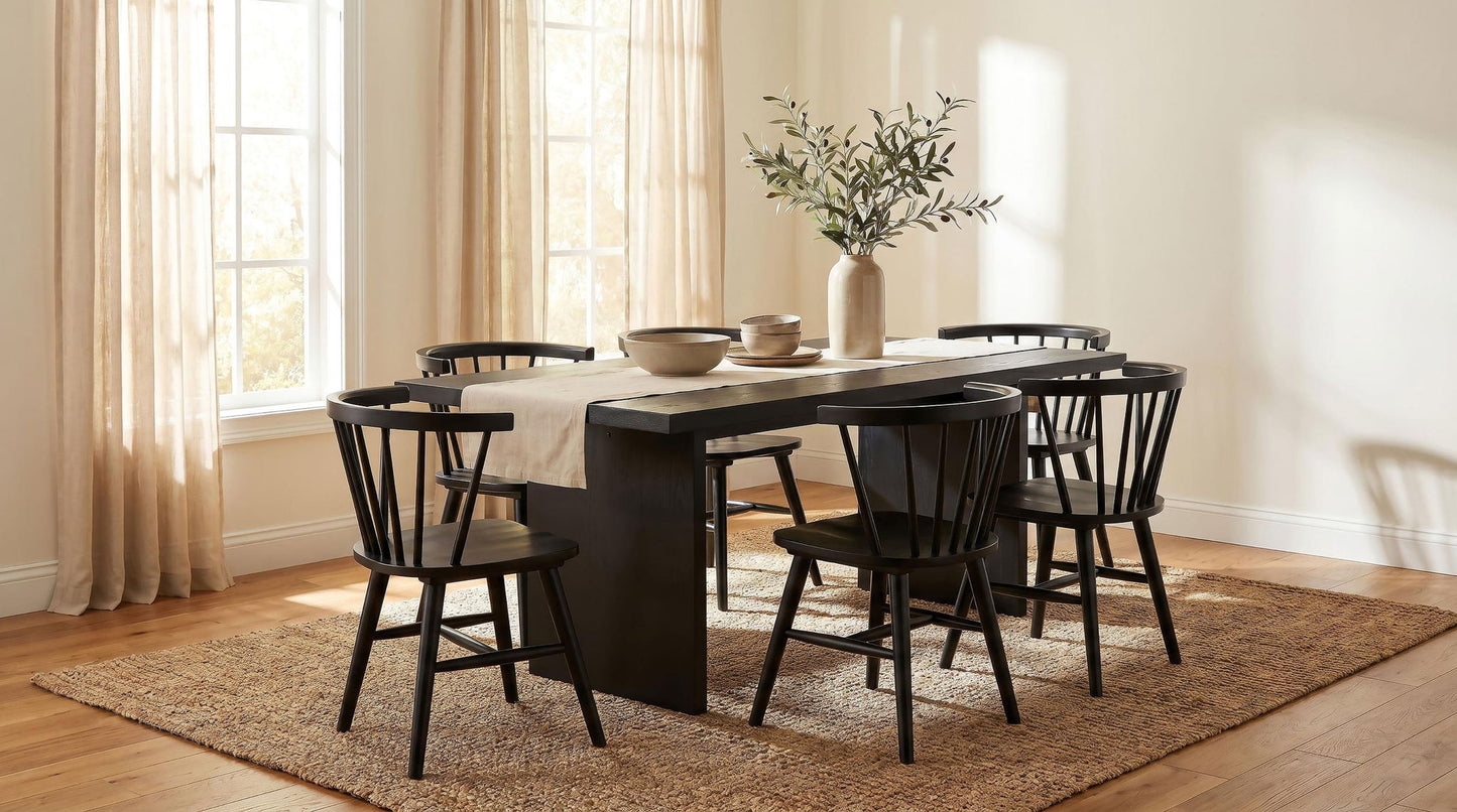 Decker 7-piece 82-inch Rectangular Dining Set Black