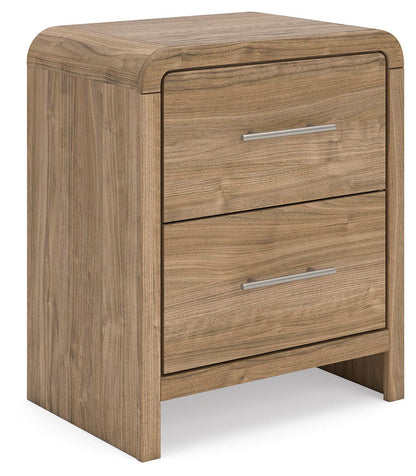 Gramburg - Two Drawer Night Stand - Warm Natural Brown
