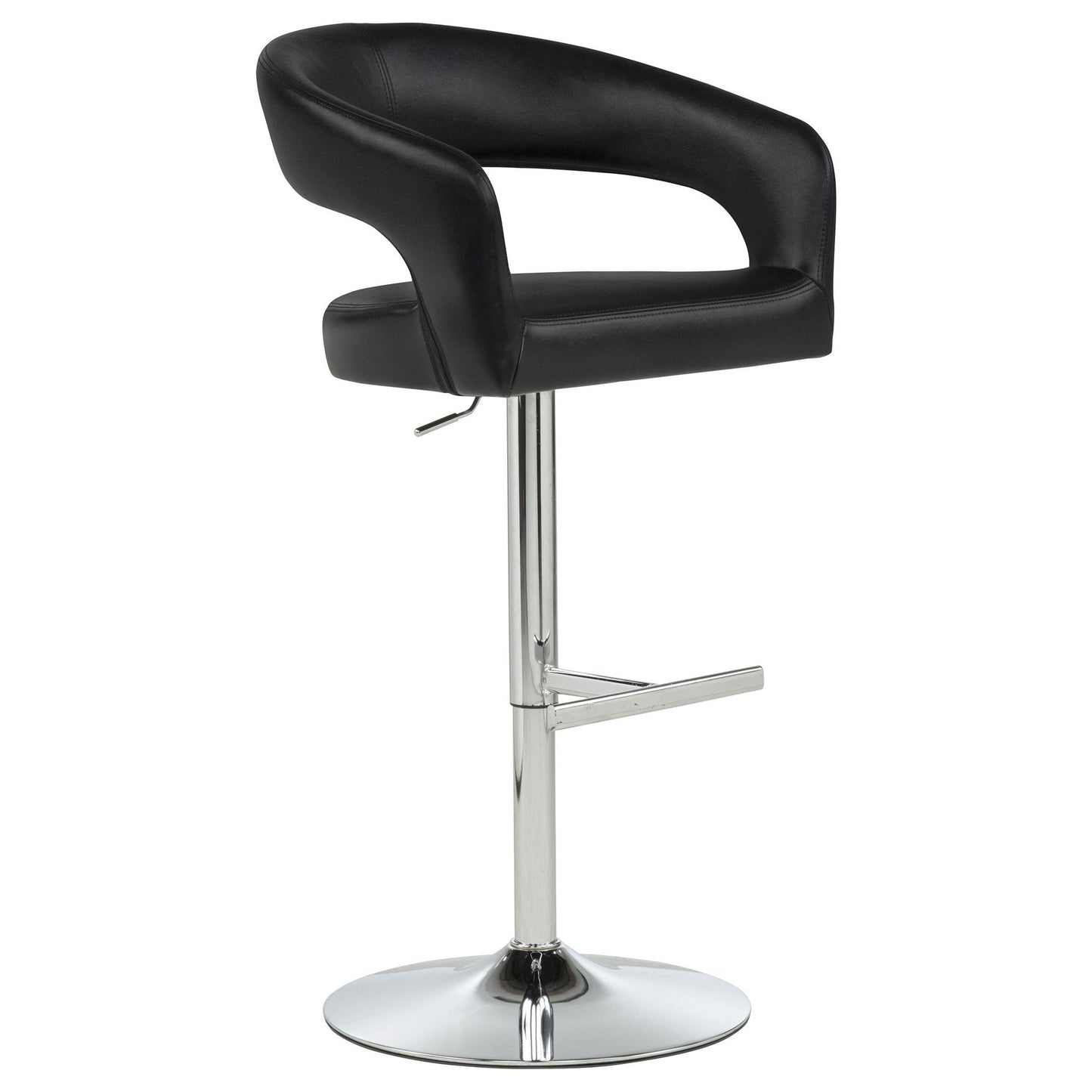 Travia Leatherette Upholstered Adjustable Bar Stool Black