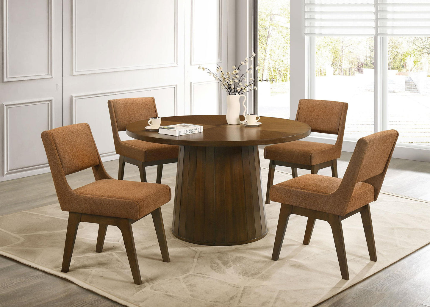 Galindo 5-piece 52-inch Round Dining Set Nutmeg and Walnut