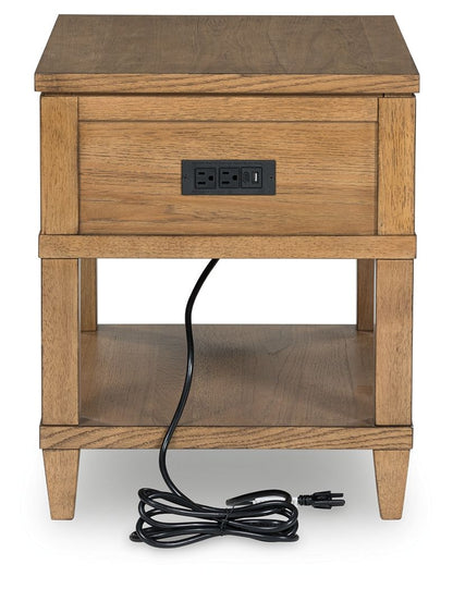Sharlance - Rectangular End Table - Light Brown