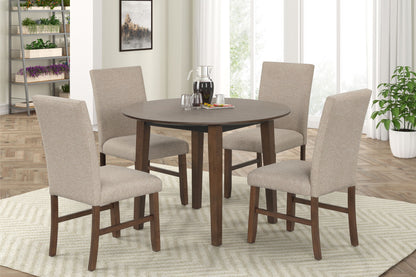 Hargrove - 5 Piece Set (42" Round Dining Table & 4 Chairs) - Brown / Beige
