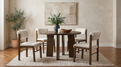 Strouse 5-piece Dining Set Cream and Walnut