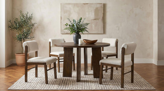 Strouse 5-piece Dining Set Cream and Walnut