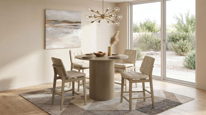 Hamlyn 5-piece Round Wood Counter Height Dining Set Cream and Natural Oak