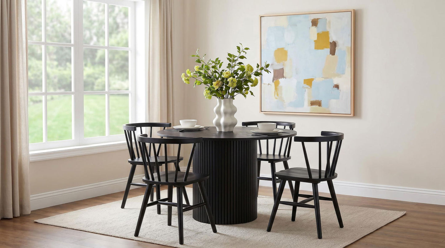 Hamlyn 5-piece Round Wood Dining Set Black