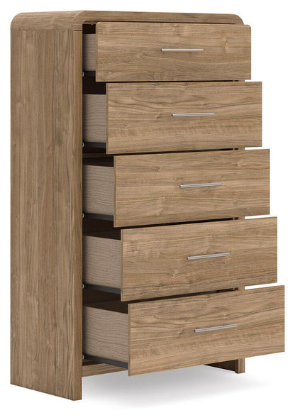 Gramburg - Five Drawer Chest - Warm Natural Brown