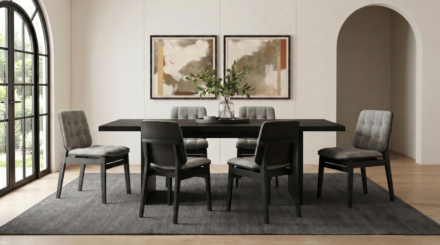 Decker 7-piece 82-inch Rectangular Dining Set Grey and Black