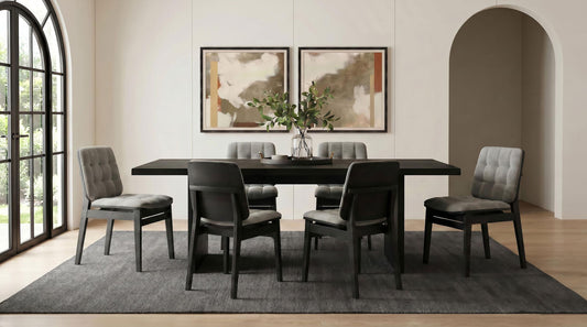 Decker 7-piece 82-inch Rectangular Dining Set Grey and Black