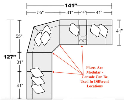 Abraxas - 6 Piece Reclining Sectional